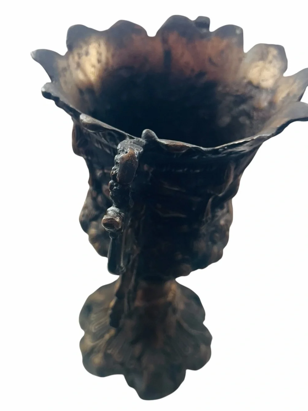 Antique Ornate Patina Double Handled Vase
